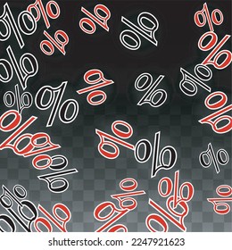 Luxury Vector Gold Percentage Sign Confetti on Transparent. Percent Sale Background. Business, Economics Print. Discount Illustration. Promotion Poster. Black Friday Banner. Special offer Template.