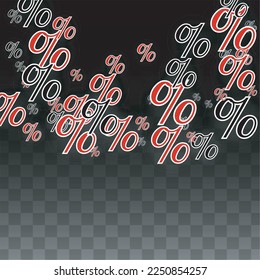Luxury Vector Gold Percentage Sign Confetti on Transparent. Percent Sale Background. Business, Economics Print. Discount Illustration. Promotion Poster. Black Friday Banner. Special offer Template.