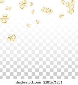 Luxury Vector Gold Percentage Sign Confetti on Transparent. Percent Sale Background. Business, Economics Print. Discount Illustration. Promotion Poster. Black Friday Banner. Special offer Template.
