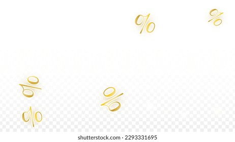 Luxury Vector Gold Percentage Sign Confetti on Transparent. Percent Sale Background. Business, Economics Print. Discount Illustration. Promotion Poster. Black Friday Banner. Special offer Template.