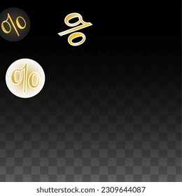 Luxury Vector Gold Percentage Sign Confetti on Transparent. Percent Sale Background. Business, Economics Print. Discount Illustration. Promotion Poster. Black Friday Banner. Special offer Template.