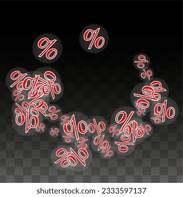 Luxury Vector Gold Percentage Sign Confetti on Transparent. Percent Sale Background. Business, Economics Print. Discount Illustration. Promotion Poster. Black Friday Banner. Special offer Template.