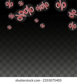 Luxury Vector Gold Percentage Sign Confetti on Transparent. Percent Sale Background. Business, Economics Print. Discount Illustration. Promotion Poster. Black Friday Banner. Special offer Template.