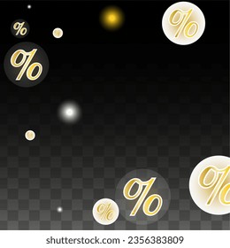 Luxury Vector Gold Percentage Sign Confetti on Transparent. Percent Sale Background. Business, Economics Print. Discount Illustration. Promotion Poster. Black Friday Banner. Special offer Template.