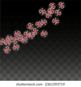 Luxury Vector Gold Percentage Sign Confetti on Transparent. Percent Sale Background. Business, Economics Print. Discount Illustration. Promotion Poster. Black Friday Banner. Special offer Template.