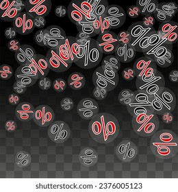 Luxury Vector Gold Percentage Sign Confetti on Transparent. Percent Sale Background. Business, Economics Print. Discount Illustration. Promotion Poster. Black Friday Banner. Special offer Template.
