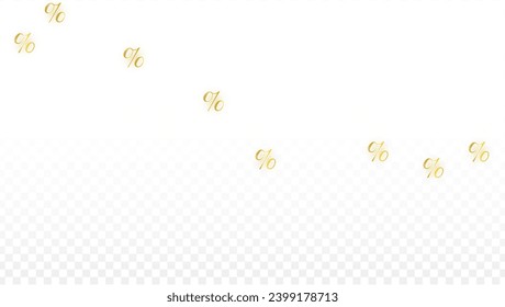 Luxury Vector Gold Percentage Sign Confetti on Transparent. Percent Sale Background. Business, Economics Print. Discount Illustration. Promotion Poster. Black Friday Banner. Special offer Template.