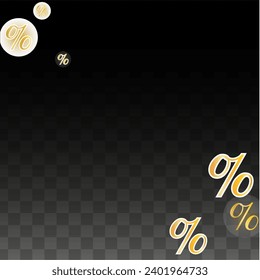 Luxury Vector Gold Percentage Sign Confetti on Transparent. Percent Sale Background. Business, Economics Print. Discount Illustration. Promotion Poster. Black Friday Banner. Special offer Template.