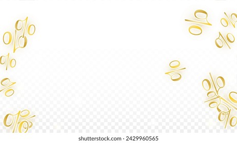 Luxury Vector Gold Percentage Sign Confetti on Transparent. Percent Sale Background. Business, Economics Print. Discount Illustration. Promotion Poster. Black Friday Banner. Special offer Template.
