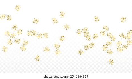 Luxury Vector Gold Percentage Sign Confetti on Transparent. Percent Sale Background. Business, Economics Print. Discount Illustration. Promotion Poster. Black Friday Banner. Special offer Template.
