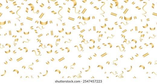 Luxury vector Golden confetti isolated on white background. Scatter gradient with gold confetti on dark backdrop. Glamour falling glitter. New year wallpaper .brochure template. Cover texture design.