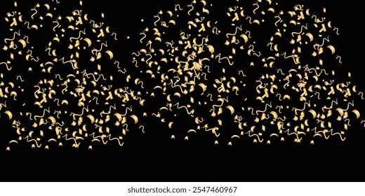 Vetor de luxo Confete dourado isolado no fundo preto. Dispersão de gradiente com confete dourado no fundo escuro. Glamour caindo brilhante. Ano novo papel de parede .brochura modelo. Design de textura da tampa.