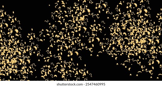 Vetor de luxo Confete dourado isolado no fundo preto. Dispersão de gradiente com confete dourado no fundo escuro. Glamour caindo brilhante. Ano novo papel de parede .brochura modelo. Design de textura da tampa.