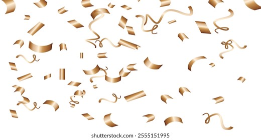 Luxury vector Golden confetti isolated on white background. Scatter gradient with gold confetti on dark backdrop. Glamour falling glitter. New year wallpaper .brochure template. Cover texture design.	