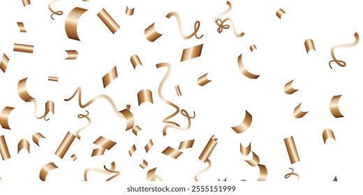 Luxury vector Golden confetti isolated on white background. Scatter gradient with gold confetti on dark backdrop. Glamour falling glitter. New year wallpaper .brochure template. Cover texture design.	