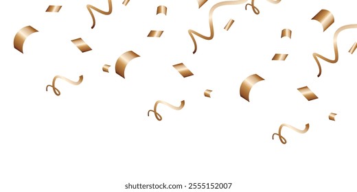 Luxury vector Golden confetti isolated on white background. Scatter gradient with gold confetti on dark backdrop. Glamour falling glitter. New year wallpaper .brochure template. Cover texture design.	