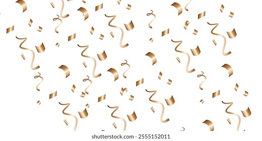 Luxury vector Golden confetti isolated on white background. Scatter gradient with gold confetti on dark backdrop. Glamour falling glitter. New year wallpaper .brochure template. Cover texture design.	