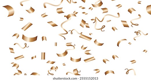 Luxury vector Golden confetti isolated on white background. Scatter gradient with gold confetti on dark backdrop. Glamour falling glitter. New year wallpaper .brochure template. Cover texture design.	