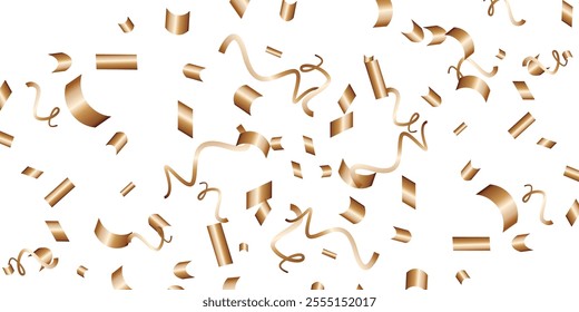 Luxury vector Golden confetti isolated on white background. Scatter gradient with gold confetti on dark backdrop. Glamour falling glitter. New year wallpaper .brochure template. Cover texture design.	