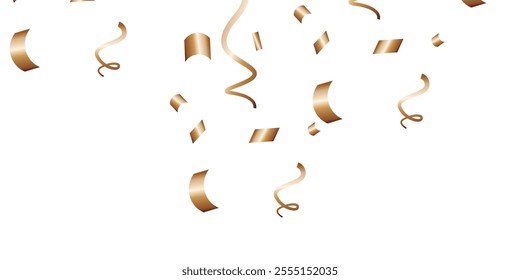 Luxury vector Golden confetti isolated on white background. Scatter gradient with gold confetti on dark backdrop. Glamour falling glitter. New year wallpaper .brochure template. Cover texture design.	