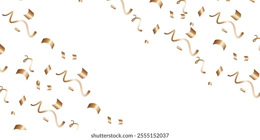 Luxury vector Golden confetti isolated on white background. Scatter gradient with gold confetti on dark backdrop. Glamour falling glitter. New year wallpaper .brochure template. Cover texture design.	