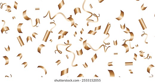 Luxury vector Golden confetti isolated on white background. Scatter gradient with gold confetti on dark backdrop. Glamour falling glitter. New year wallpaper .brochure template. Cover texture design.	