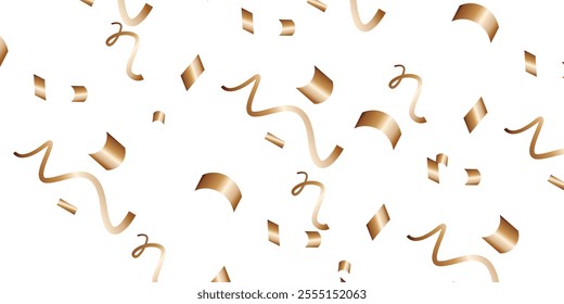 Luxury vector Golden confetti isolated on white background. Scatter gradient with gold confetti on dark backdrop. Glamour falling glitter. New year wallpaper .brochure template. Cover texture design.	