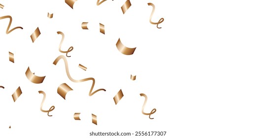 Luxury vector Golden confetti isolated on white background. Scatter gradient with gold confetti on dark backdrop. Glamour falling glitter. New year wallpaper .brochure template. Cover texture design.	