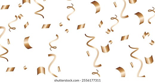 Luxury vector Golden confetti isolated on white background. Scatter gradient with gold confetti on dark backdrop. Glamour falling glitter. New year wallpaper .brochure template. Cover texture design.	