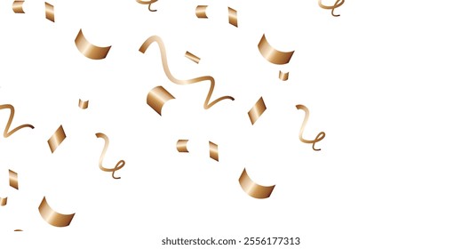 Luxury vector Golden confetti isolated on white background. Scatter gradient with gold confetti on dark backdrop. Glamour falling glitter. New year wallpaper .brochure template. Cover texture design.	