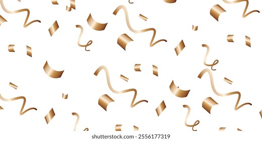 Luxury vector Golden confetti isolated on white background. Scatter gradient with gold confetti on dark backdrop. Glamour falling glitter. New year wallpaper .brochure template. Cover texture design.	