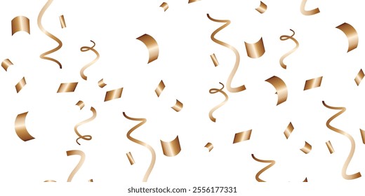 Luxury vector Golden confetti isolated on white background. Scatter gradient with gold confetti on dark backdrop. Glamour falling glitter. New year wallpaper .brochure template. Cover texture design.	