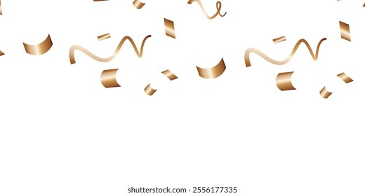 Luxury vector Golden confetti isolated on white background. Scatter gradient with gold confetti on dark backdrop. Glamour falling glitter. New year wallpaper .brochure template. Cover texture design.	