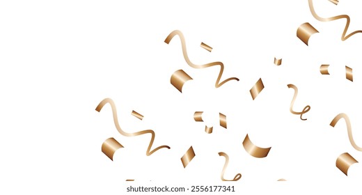 Luxury vector Golden confetti isolated on white background. Scatter gradient with gold confetti on dark backdrop. Glamour falling glitter. New year wallpaper .brochure template. Cover texture design.	