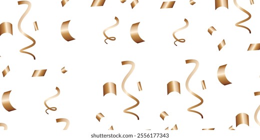 Luxury vector Golden confetti isolated on white background. Scatter gradient with gold confetti on dark backdrop. Glamour falling glitter. New year wallpaper .brochure template. Cover texture design.	