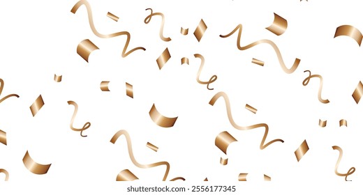 Luxury vector Golden confetti isolated on white background. Scatter gradient with gold confetti on dark backdrop. Glamour falling glitter. New year wallpaper .brochure template. Cover texture design.	