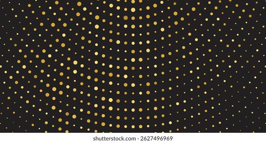 Luxury vector Golden confetti isolated on black background. Scatter gradient with gold confetti on dark backdrop, Opulent Glittering Design for New Year’s Eve Celebrations and Brochure Templates"