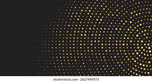 Luxury vector Golden confetti isolated on black background. Scatter gradient with gold confetti on dark backdrop, Opulent Glittering Design for New Year’s Eve Celebrations and Brochure Templates"