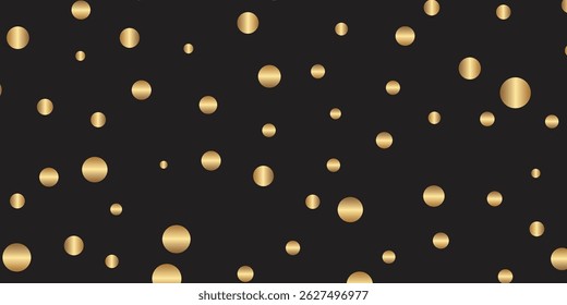 Luxury vector Golden confetti isolated on black background. Scatter gradient with gold confetti on dark backdrop. Sparkling Wallpaper, and Brochure Template Cover"