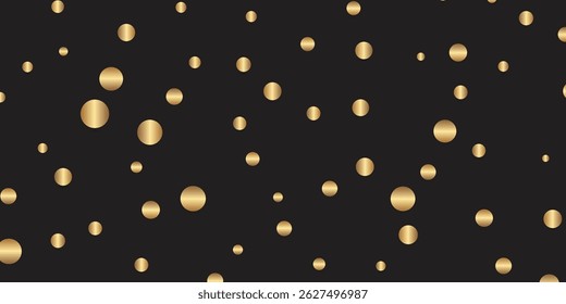 Luxury vector Golden confetti isolated on black background. Scatter gradient with gold confetti on dark backdrop. Sparkling Wallpaper, and Brochure Template Cover"