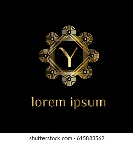 Luxury vector golden logo for boutique, restaurant, hotel. Letter Y monogram