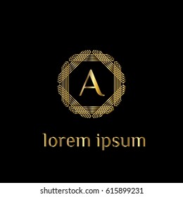 Luxury vector golden logo for boutique, restaurant, hotel. Letter A monogram