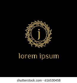 Luxury vector golden logo for boutique, restaurant, hotel, resort. Letter j stylish monogram (emblem, sign, symbol)