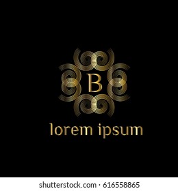 Luxury vector golden logo for boutique, restaurant, hotel, resort. Letter B stylish monogram (emblem, sign, symbol)