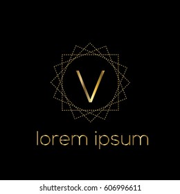 Luxury vector golden logo template letter V
