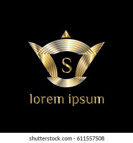 Luxury vector golden logo template. Letter S stylish monogram
