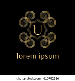 Luxury vector golden monogram letter U