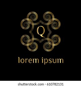 Luxury vector golden monogram letter Q