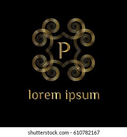 Luxury vector golden monogram letter P