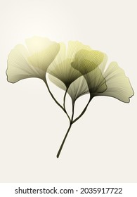 Luxury vector green ginkgo leaf poster for social media, textile and packaging design.
